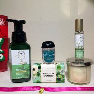 BBW Bath Body Works Candle Soap Spray Mist Gel Bundle 5 Piece Set Eucalyptus NEW